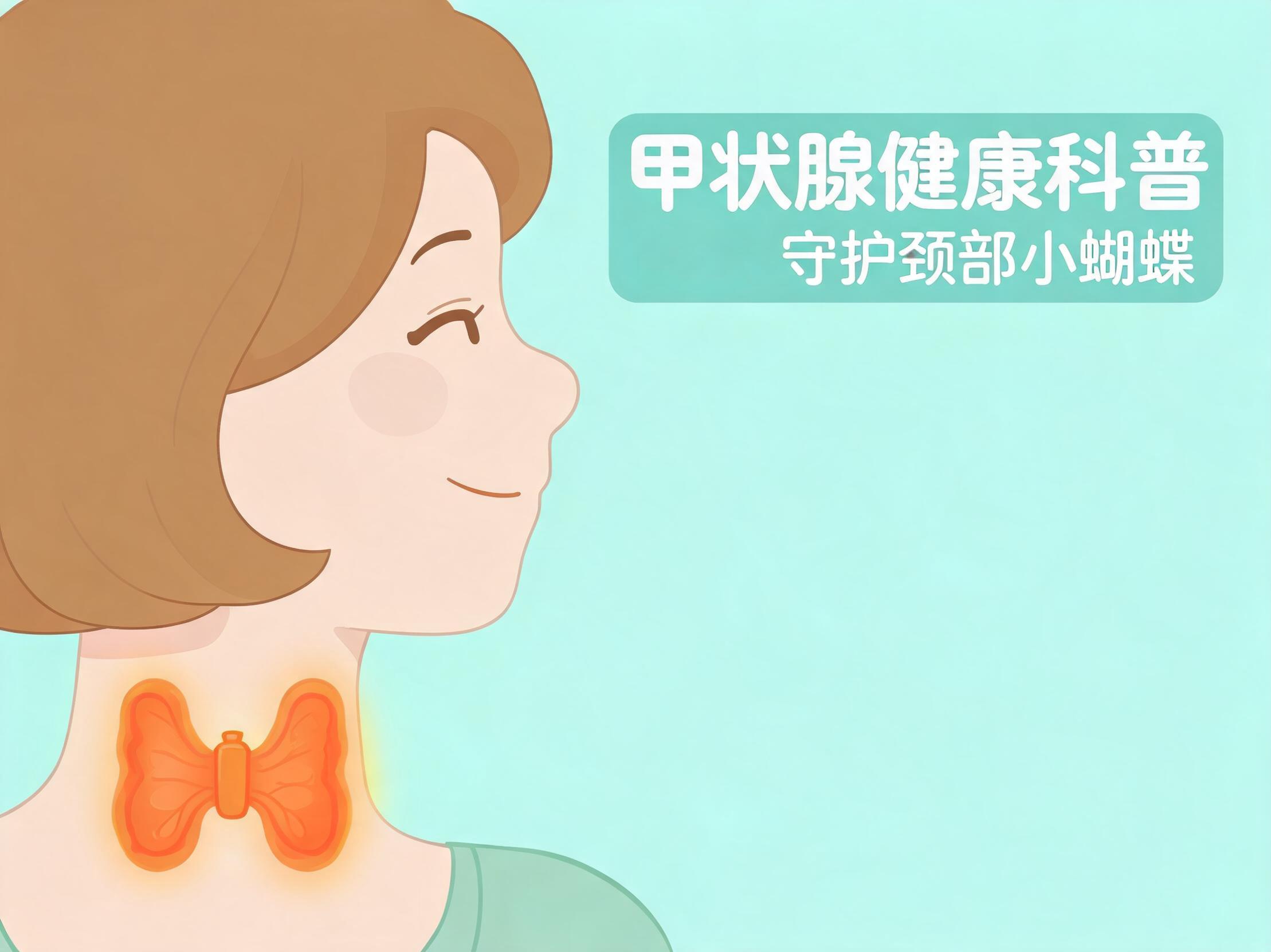 封面:脖子中央发着暖光的蝴蝶状甲状腺插画